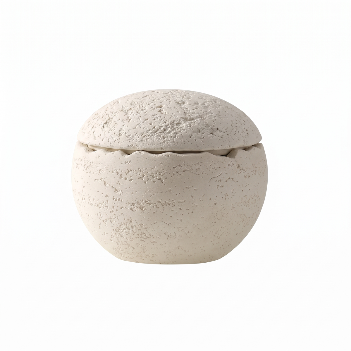 White stone storage box on white background