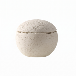 White stone storage box on white background