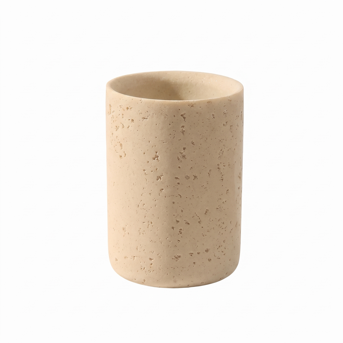 Sandstone bathroom rinse cup on white background