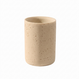 Sandstone bathroom rinse cup on white background