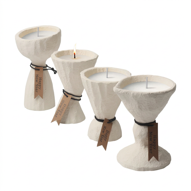 Concrete candle holder set of 4 on white background