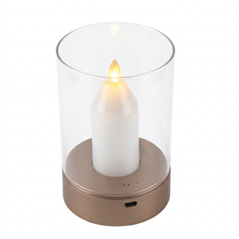 Rechargeable flameless LED candle lamp on a white background