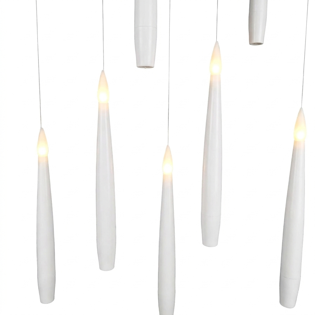 Set of flameless LED floating candles on a white background