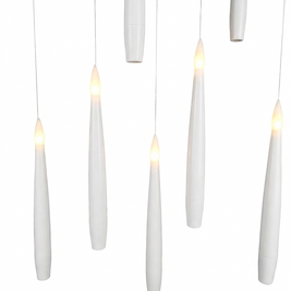 Set of flameless LED floating candles on a white background