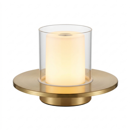 Cordless rechargeable LED candle table lamp on a white background