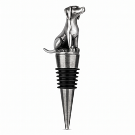 Dog wine bottle stopper, Labrador, Silver on a white background