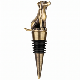 Dog wine bottle stopper, Labrador, Bronze on a white background