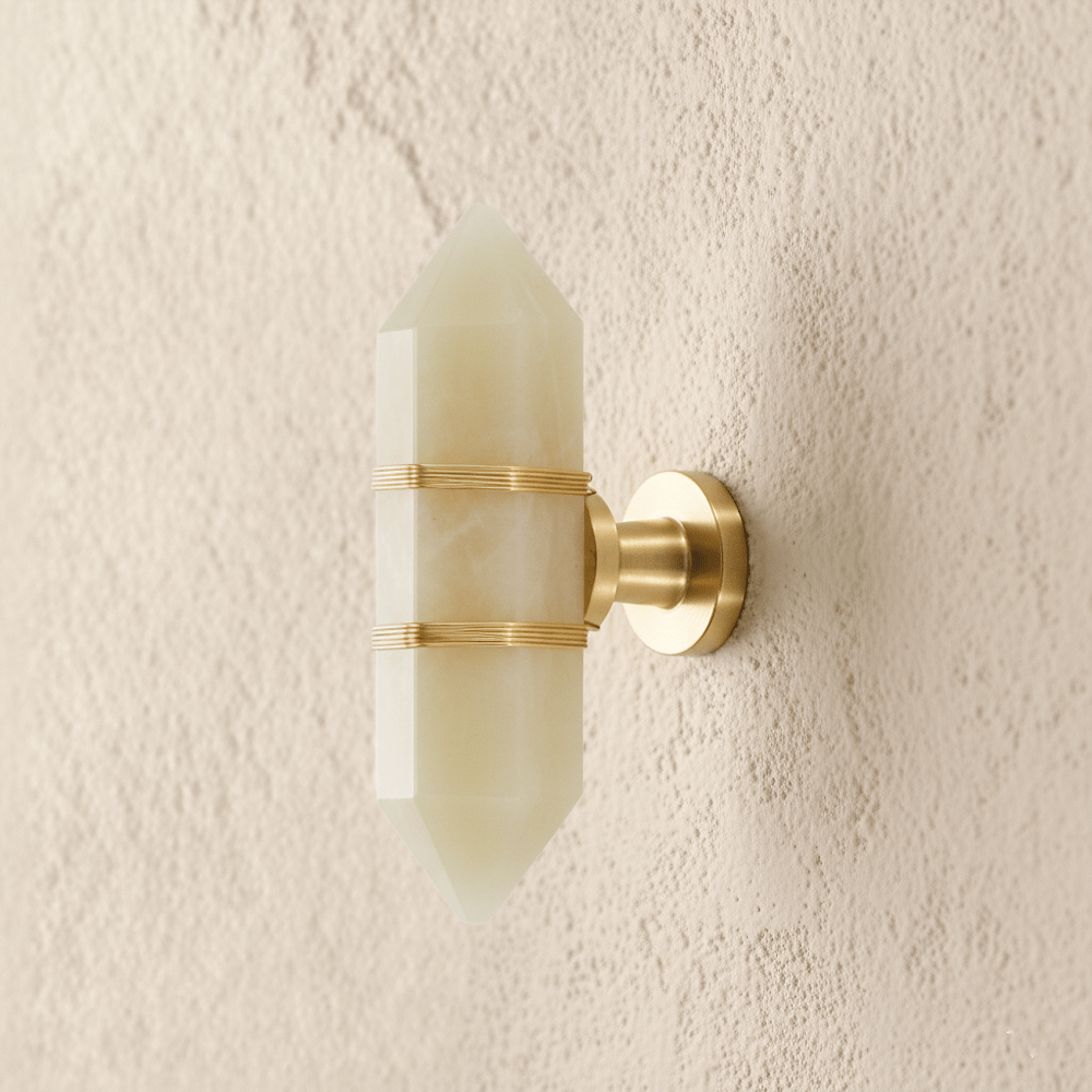 Faceted Crystal Cabinet Knobs, Glam Wardrobe & Dresser Drawer Hardware, Brass Accents, Set of 2 in 5 Colors, 2.3 x 1.1in