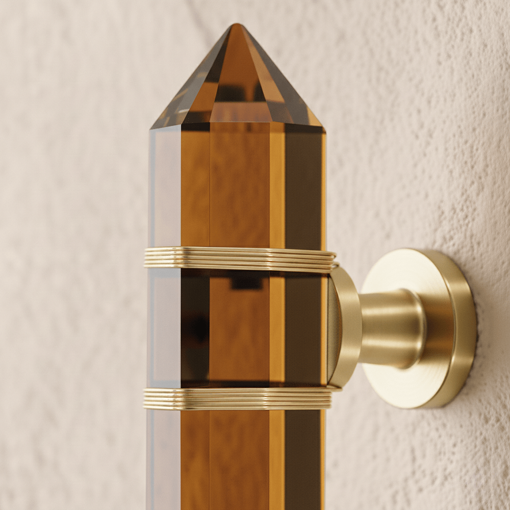 Faceted Crystal Cabinet Knobs, Glam Wardrobe & Dresser Drawer Hardware, Brass Accents, Set of 2 in 5 Colors, 2.3 x 1.1in