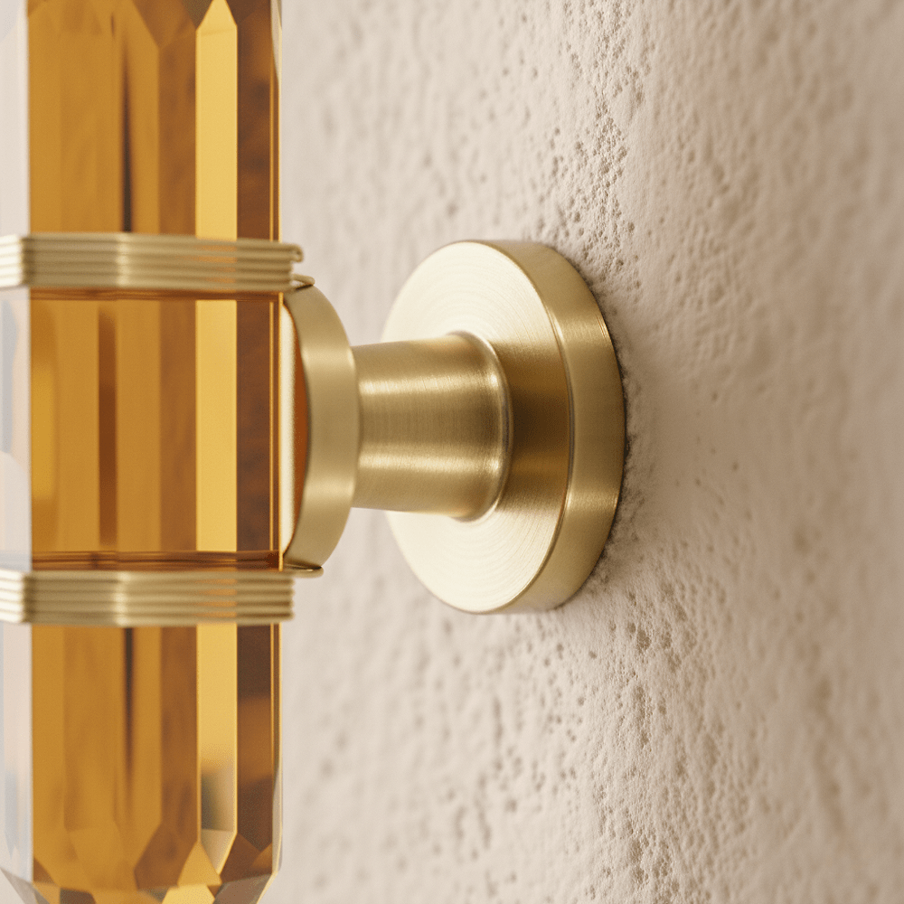 Faceted Crystal Cabinet Knobs, Glam Wardrobe & Dresser Drawer Hardware, Brass Accents, Set of 2 in 5 Colors, 2.3 x 1.1in