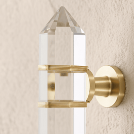 Faceted Crystal Cabinet Knobs, Glam Wardrobe & Dresser Drawer Hardware, Brass Accents, Set of 2 in 5 Colors, 2.3 x 1.1in