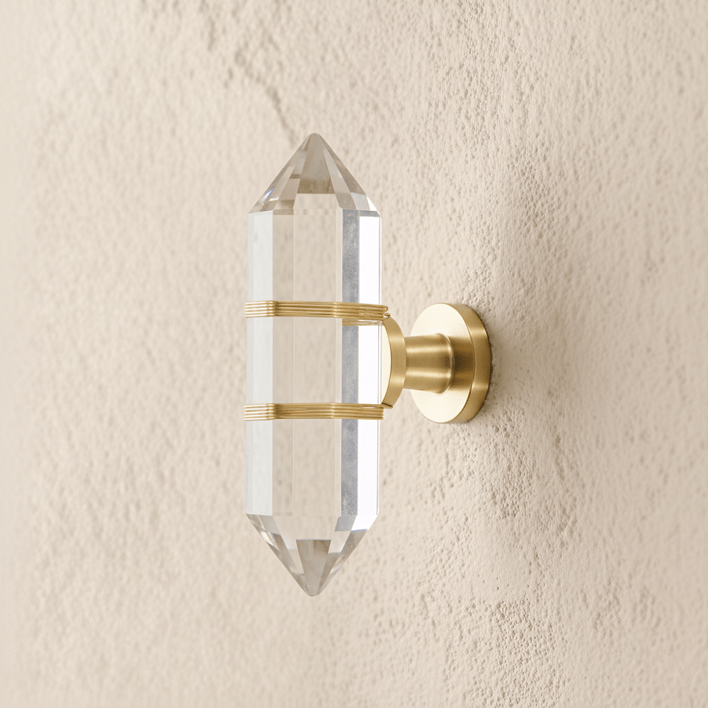 Faceted Crystal Cabinet Knobs, Glam Wardrobe & Dresser Drawer Hardware, Brass Accents, Set of 2 in 5 Colors, 2.3 x 1.1in