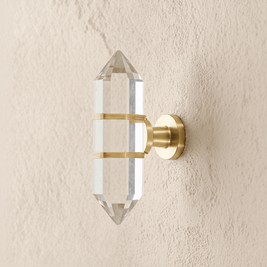 Faceted Crystal Cabinet Knobs, Glam Wardrobe & Dresser Drawer Hardware, Brass Accents, Set of 2 in 5 Colors, 2.3 x 1.1in