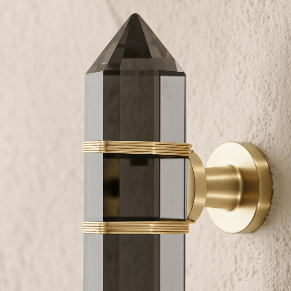 Faceted Crystal Cabinet Knobs, Glam Wardrobe & Dresser Drawer Hardware, Brass Accents, Set of 2 in 5 Colors, 2.3 x 1.1in