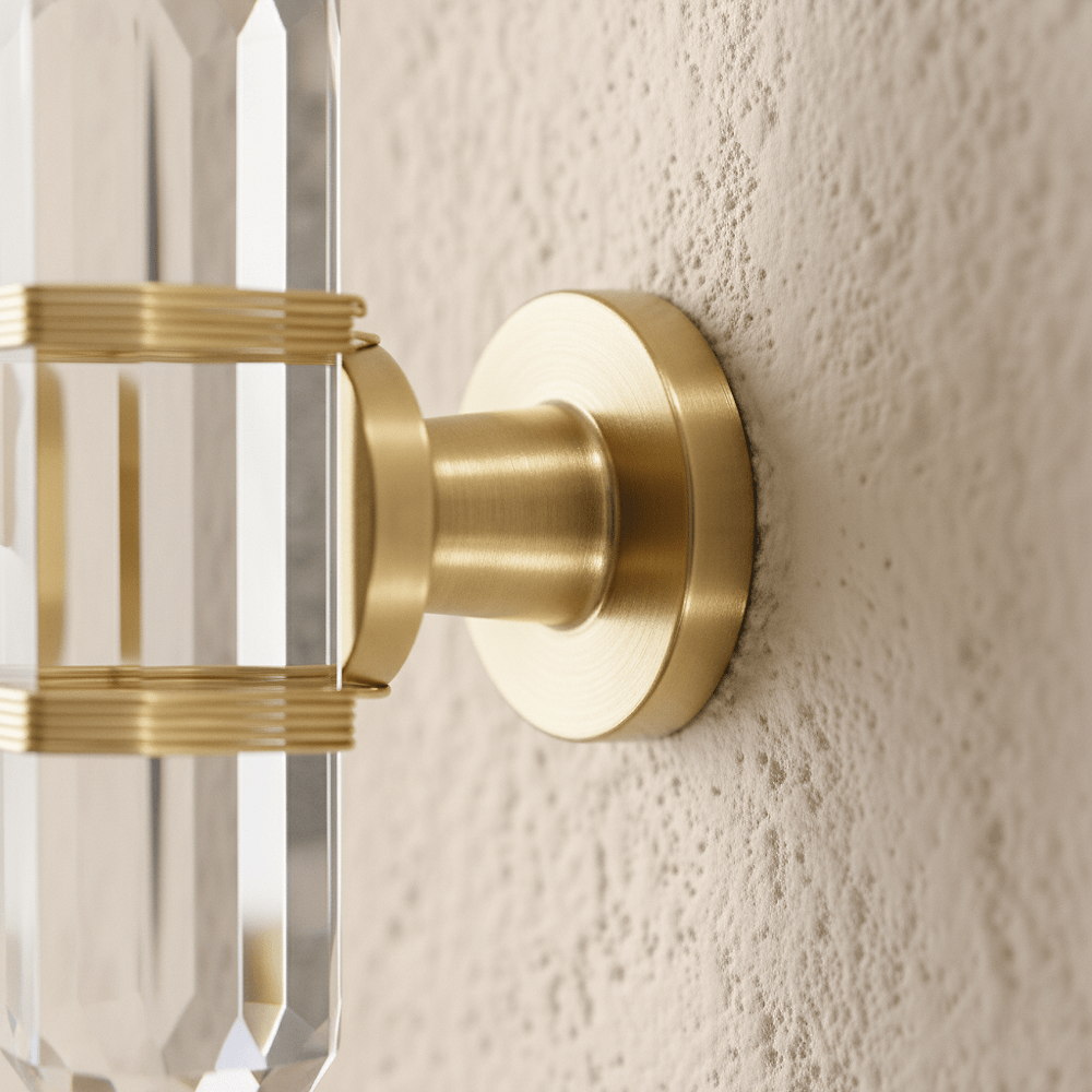 Faceted Crystal Cabinet Knobs, Glam Wardrobe & Dresser Drawer Hardware, Brass Accents, Set of 2 in 5 Colors, 2.3 x 1.1in