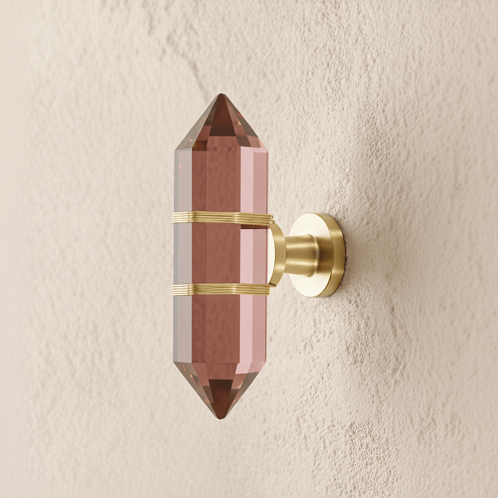Faceted Crystal Cabinet Knobs, Glam Wardrobe & Dresser Drawer Hardware, Brass Accents, Set of 2 in 5 Colors, 2.3 x 1.1in