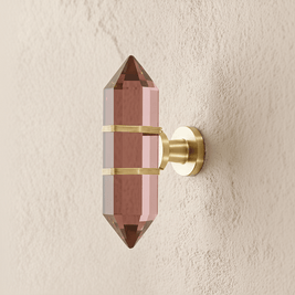 Faceted Crystal Cabinet Knobs, Glam Wardrobe & Dresser Drawer Hardware, Brass Accents, Set of 2 in 5 Colors, 2.3 x 1.1in