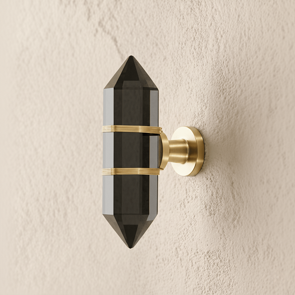Faceted Crystal Cabinet Knobs, Glam Wardrobe & Dresser Drawer Hardware, Brass Accents, Set of 2 in 5 Colors, 2.3 x 1.1in