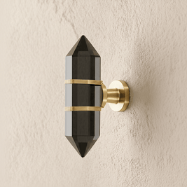 Faceted Crystal Cabinet Knobs, Glam Wardrobe & Dresser Drawer Hardware, Brass Accents, Set of 2 in 5 Colors, 2.3 x 1.1in