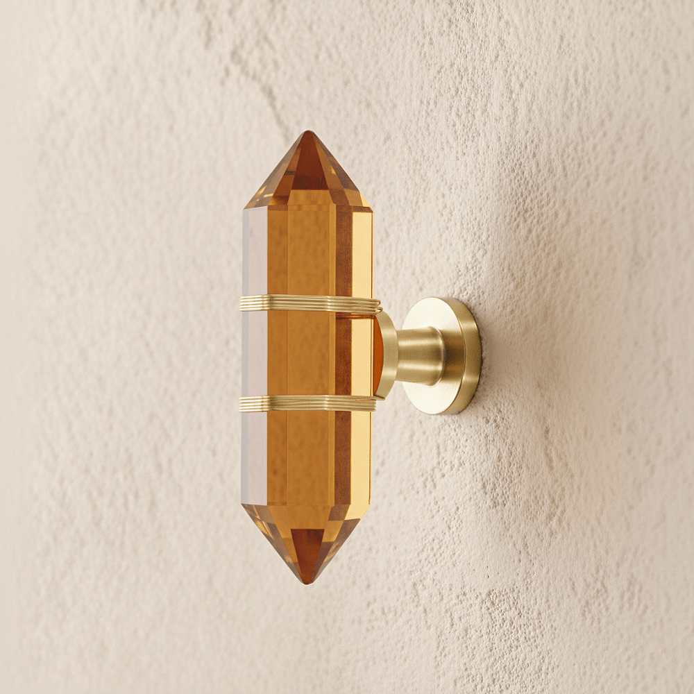 Faceted Crystal Cabinet Knobs, Glam Wardrobe & Dresser Drawer Hardware, Brass Accents, Set of 2 in 5 Colors, 2.3 x 1.1in