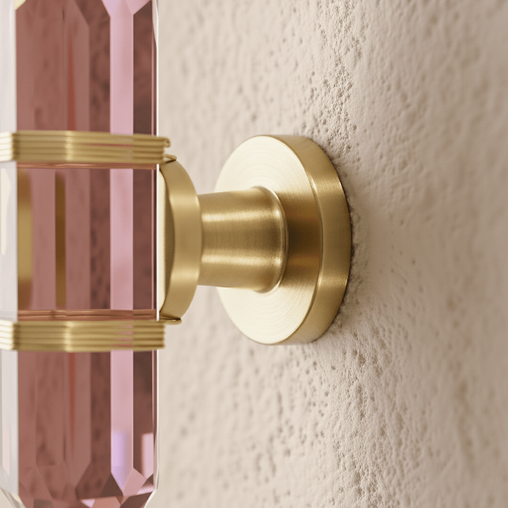 Faceted Crystal Cabinet Knobs, Glam Wardrobe & Dresser Drawer Hardware, Brass Accents, Set of 2 in 5 Colors, 2.3 x 1.1in