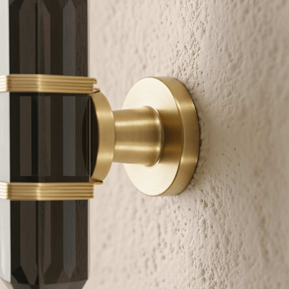 Faceted Crystal Cabinet Knobs, Glam Wardrobe & Dresser Drawer Hardware, Brass Accents, Set of 2 in 5 Colors, 2.3 x 1.1in