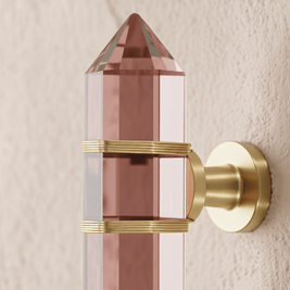 Faceted Crystal Cabinet Knobs, Glam Wardrobe & Dresser Drawer Hardware, Brass Accents, Set of 2 in 5 Colors, 2.3 x 1.1in