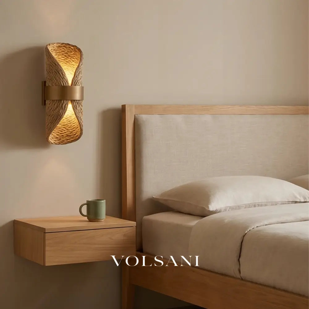AKARI: Japanse Rotan Wandlamp met Henneptouw - Volsani