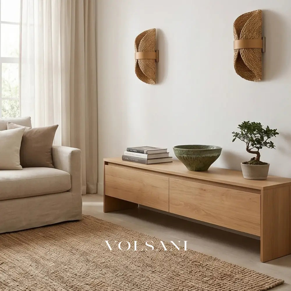 AKARI: Japanse Rotan Wandlamp met Henneptouw - Volsani