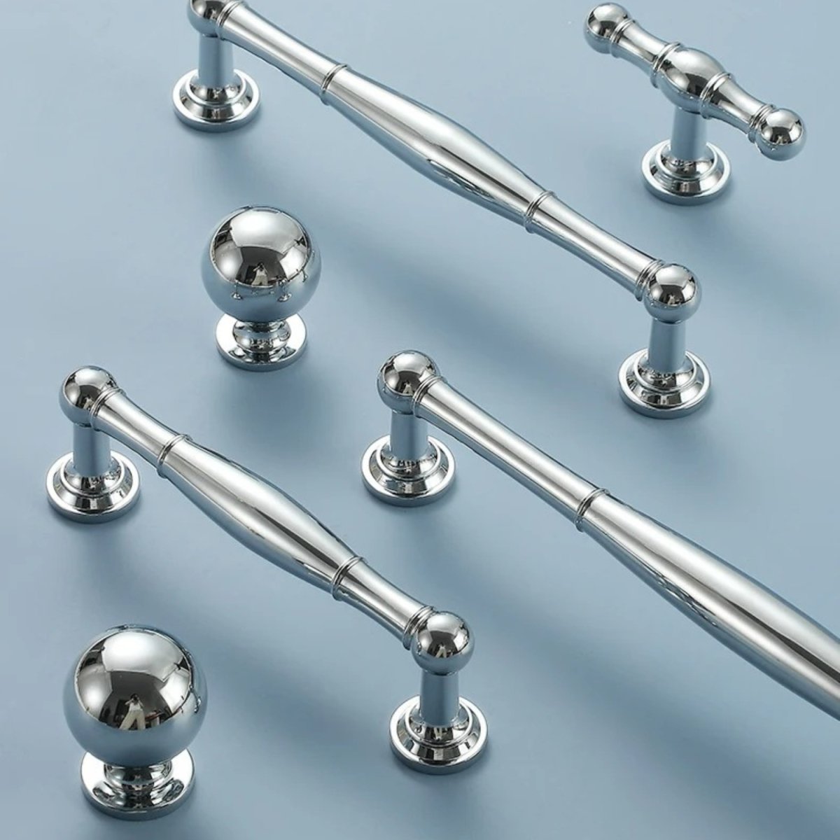 Cabinet Knobs & Drawer Pull Bars, Timeless Kitchen & Dresser Hardware, Comfortable Rounded Grip, Set of 2 in 3 Finishes, 0.7-7.6in
