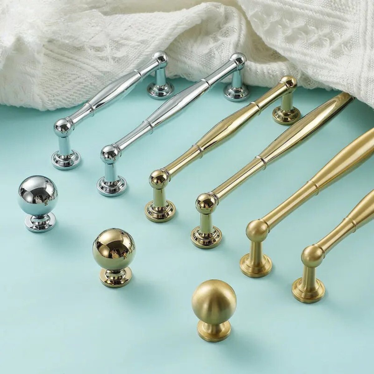 Cabinet Knobs & Drawer Pull Bars, Timeless Kitchen & Dresser Hardware, Comfortable Rounded Grip, Set of 2 in 3 Finishes, 0.7-7.6in