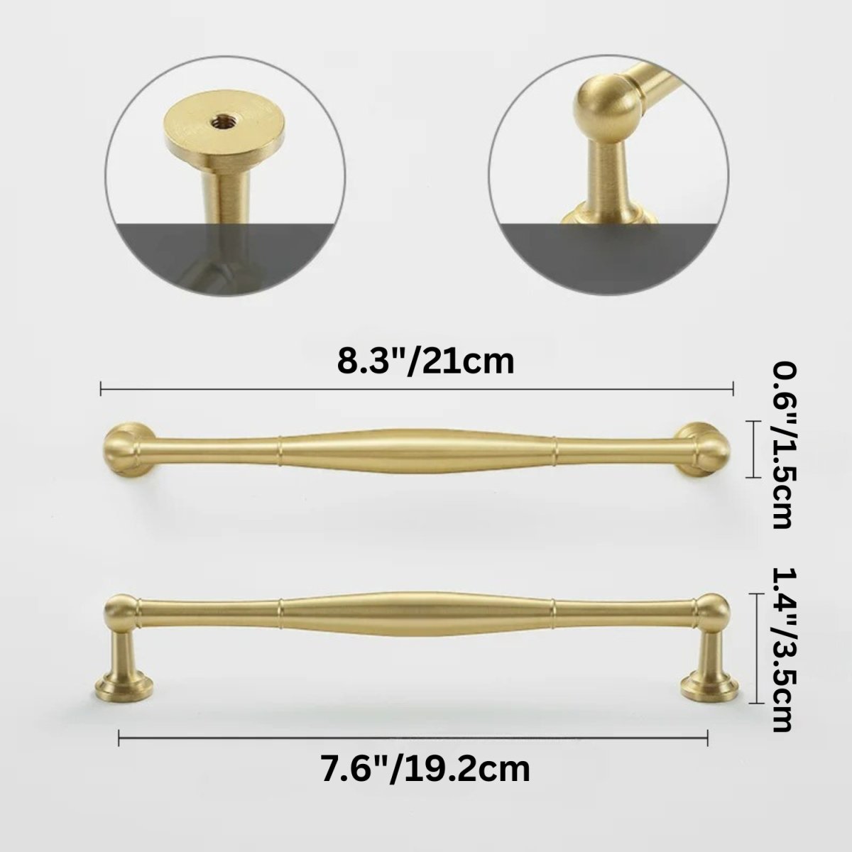 Cabinet Knobs & Drawer Pull Bars, Timeless Kitchen & Dresser Hardware, Comfortable Rounded Grip, Set of 2 in 3 Finishes, 0.7-7.6in