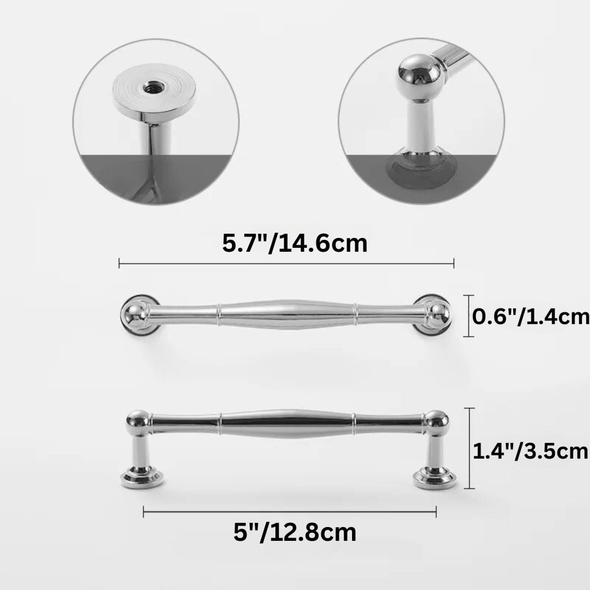Cabinet Knobs & Drawer Pull Bars, Timeless Kitchen & Dresser Hardware, Comfortable Rounded Grip, Set of 2 in 3 Finishes, 0.7-7.6in