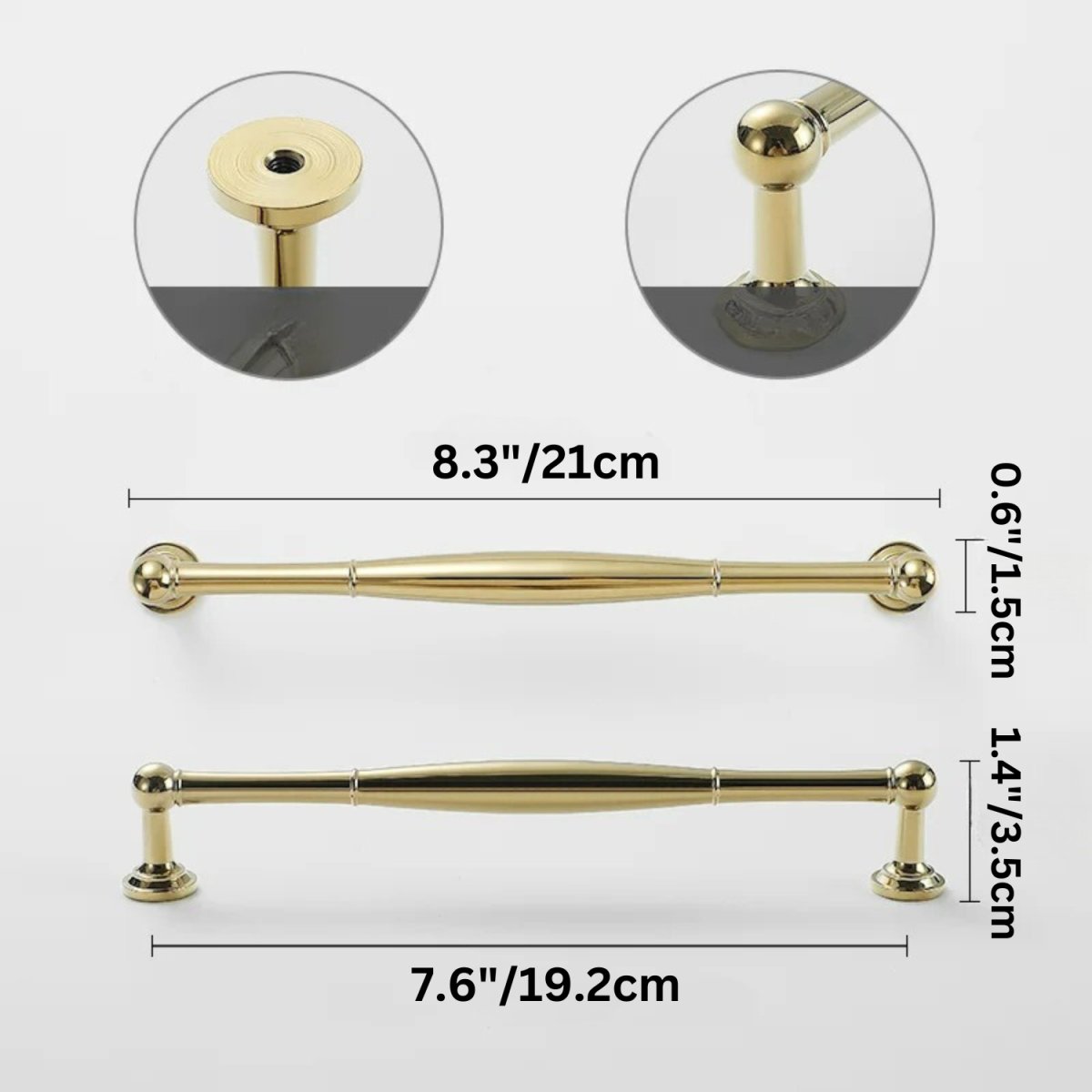 Cabinet Knobs & Drawer Pull Bars, Timeless Kitchen & Dresser Hardware, Comfortable Rounded Grip, Set of 2 in 3 Finishes, 0.7-7.6in