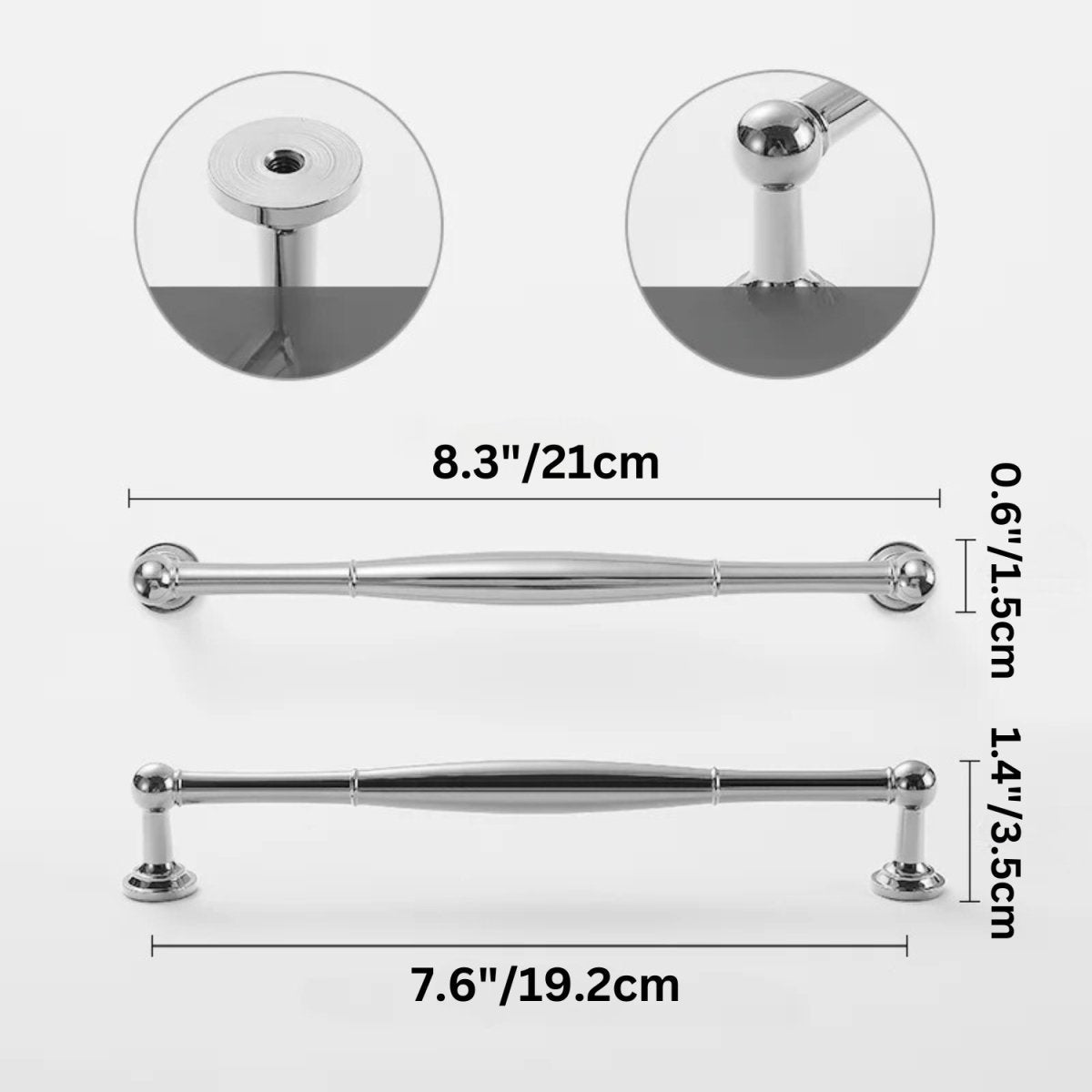 Cabinet Knobs & Drawer Pull Bars, Timeless Kitchen & Dresser Hardware, Comfortable Rounded Grip, Set of 2 in 3 Finishes, 0.7-7.6in