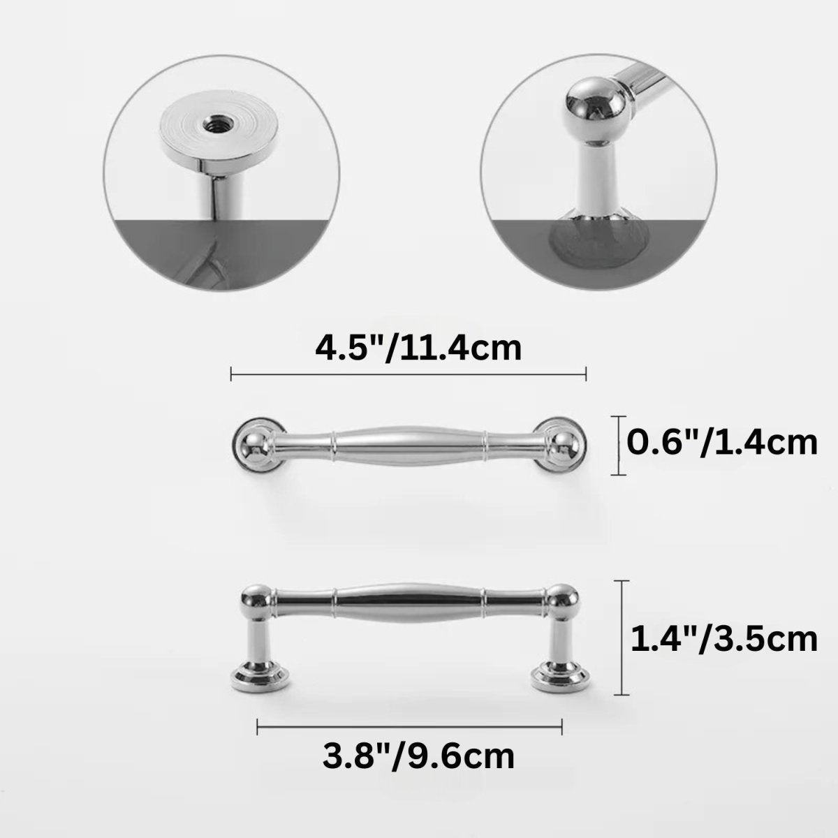 Cabinet Knobs & Drawer Pull Bars, Timeless Kitchen & Dresser Hardware, Comfortable Rounded Grip, Set of 2 in 3 Finishes, 0.7-7.6in