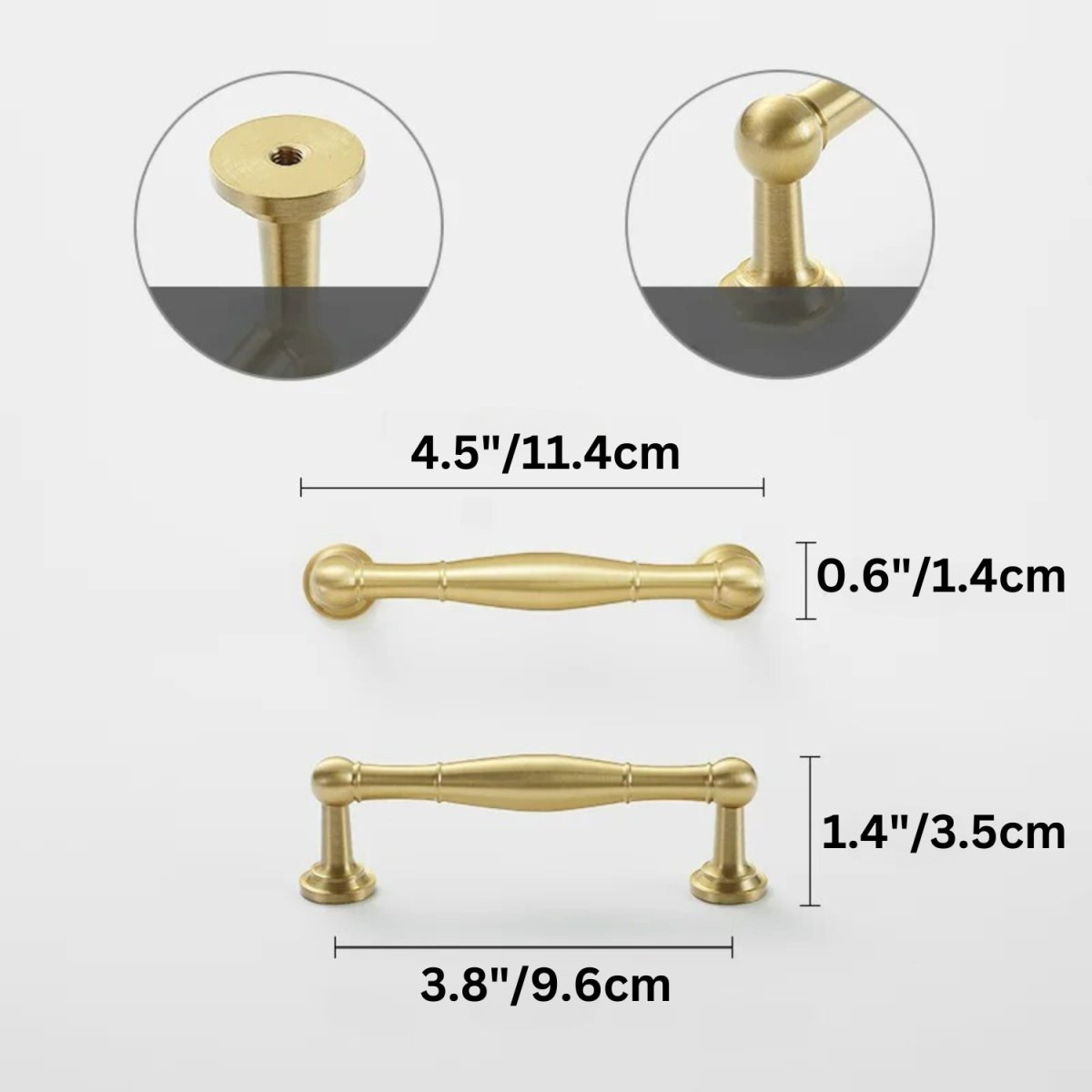 Cabinet Knobs & Drawer Pull Bars, Timeless Kitchen & Dresser Hardware, Comfortable Rounded Grip, Set of 2 in 3 Finishes, 0.7-7.6in