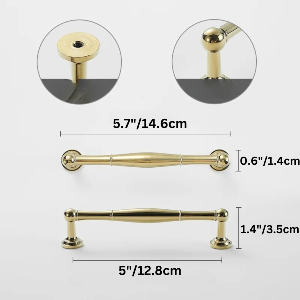 Cabinet Knobs & Drawer Pull Bars, Timeless Kitchen & Dresser Hardware, Comfortable Rounded Grip, Set of 2 in 3 Finishes, 0.7-7.6in