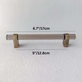 Acrylic & Brass Cabinet Knobs & Drawer Pull Bars, Modern Kitchen & Wardrobe Hardware, Clear or Smoky Gray, Set of 2, 2-12.6in