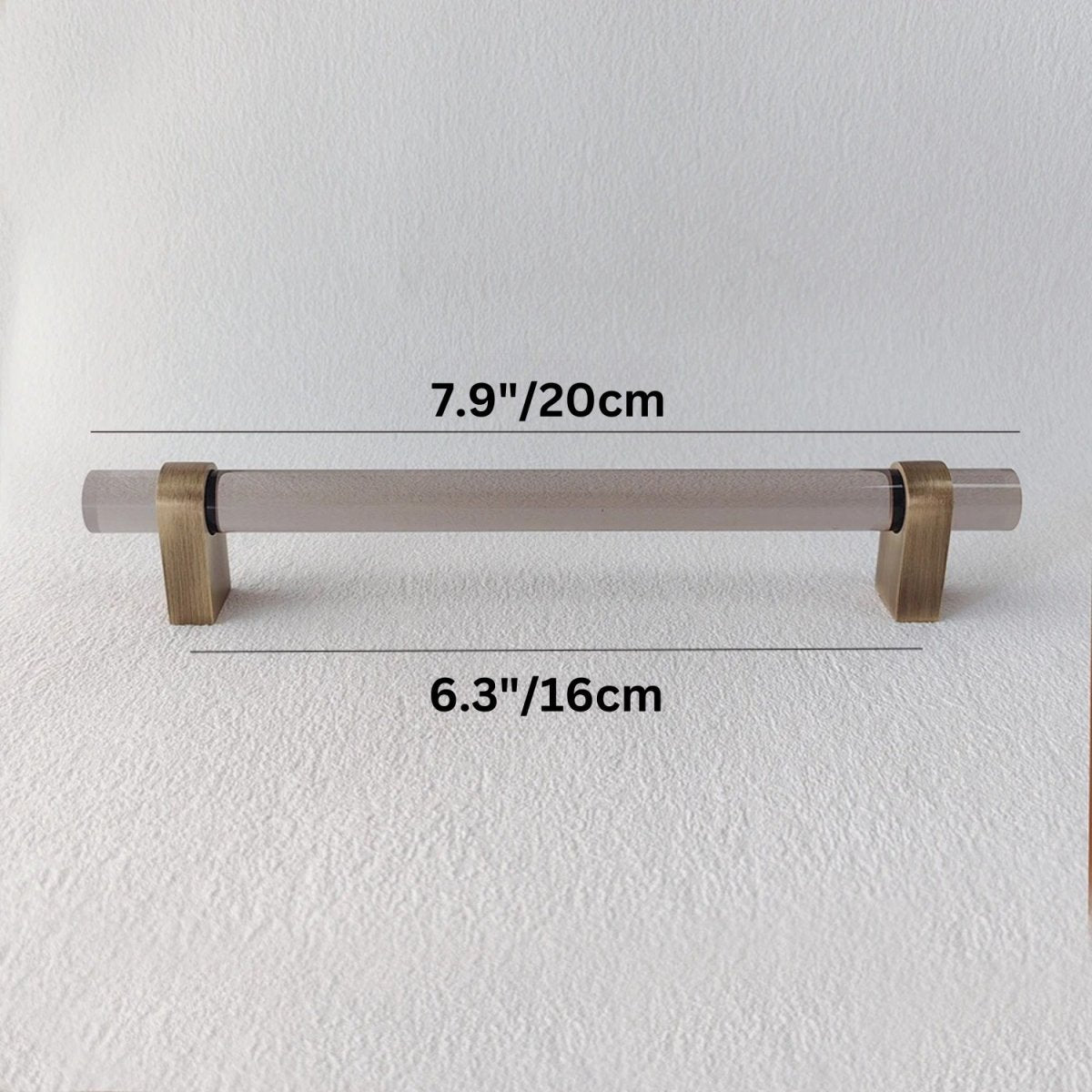 Acrylic & Brass Cabinet Knobs & Drawer Pull Bars, Modern Kitchen & Wardrobe Hardware, Clear or Smoky Gray, Set of 2, 2-12.6in