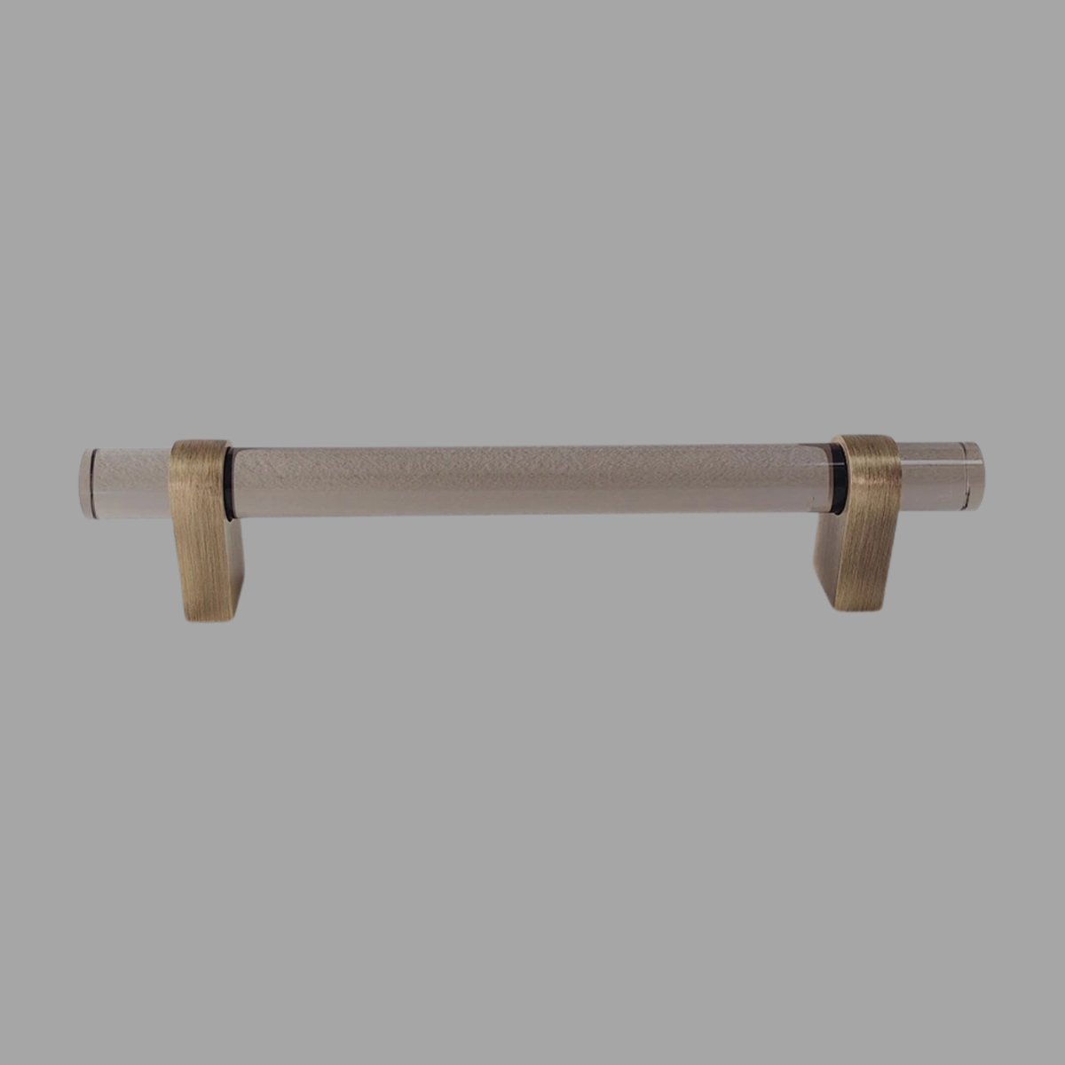Acrylic & Brass Cabinet Knobs & Drawer Pull Bars, Modern Kitchen & Wardrobe Hardware, Clear or Smoky Gray, Set of 2, 2-12.6in