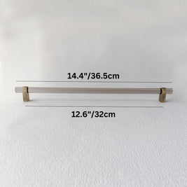 Acrylic & Brass Cabinet Knobs & Drawer Pull Bars, Modern Kitchen & Wardrobe Hardware, Clear or Smoky Gray, Set of 2, 2-12.6in