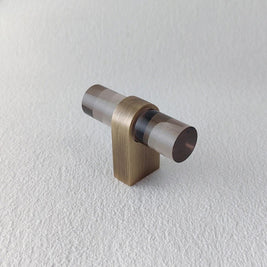 Acrylic & Brass Cabinet Knobs & Drawer Pull Bars, Modern Kitchen & Wardrobe Hardware, Clear or Smoky Gray, Set of 2, 2-12.6in