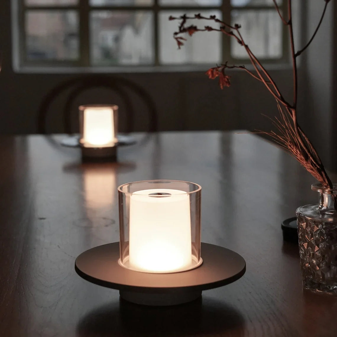 Cordless Candle Lamp, Rechargeable LED Table Lamp, Hand Wave Dimming, 6in