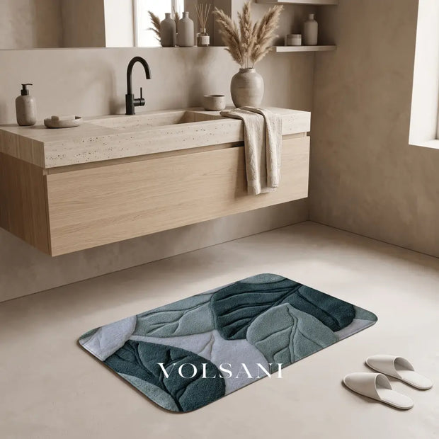 ILSE: Groen Blad Badmat – Antislip & Sneldrogend (Scandinavisch) - Volsani