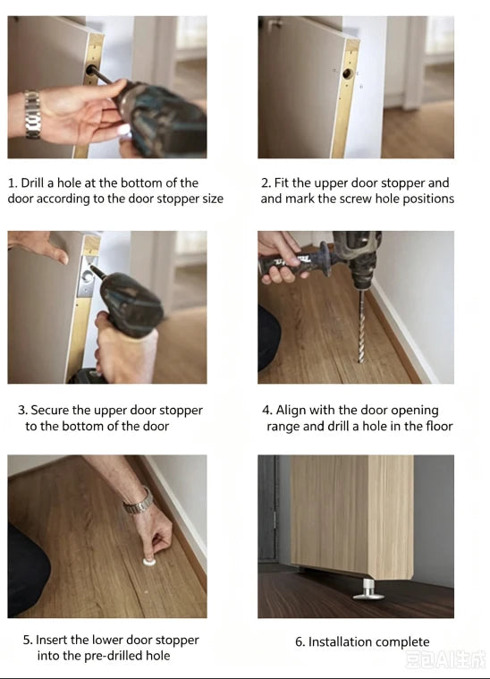 Hidden Magnetic Door Stop in Brass, Modern Flush Floor Mounted Door Holder, Concealed Magnet, 4 Finishes, 3.1in