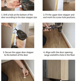 Hidden Magnetic Door Stop in Brass, Modern Flush Floor Mounted Door Holder, Concealed Magnet, 4 Finishes, 3.1in
