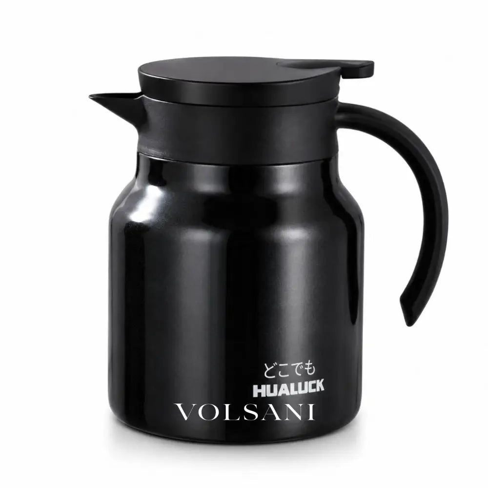 Insulated Teapot with Built-In Infuser Loose Leaf Tea & Coffee Pot Ceramic Lined Stainless Steel 2 Colors 800ml - Black