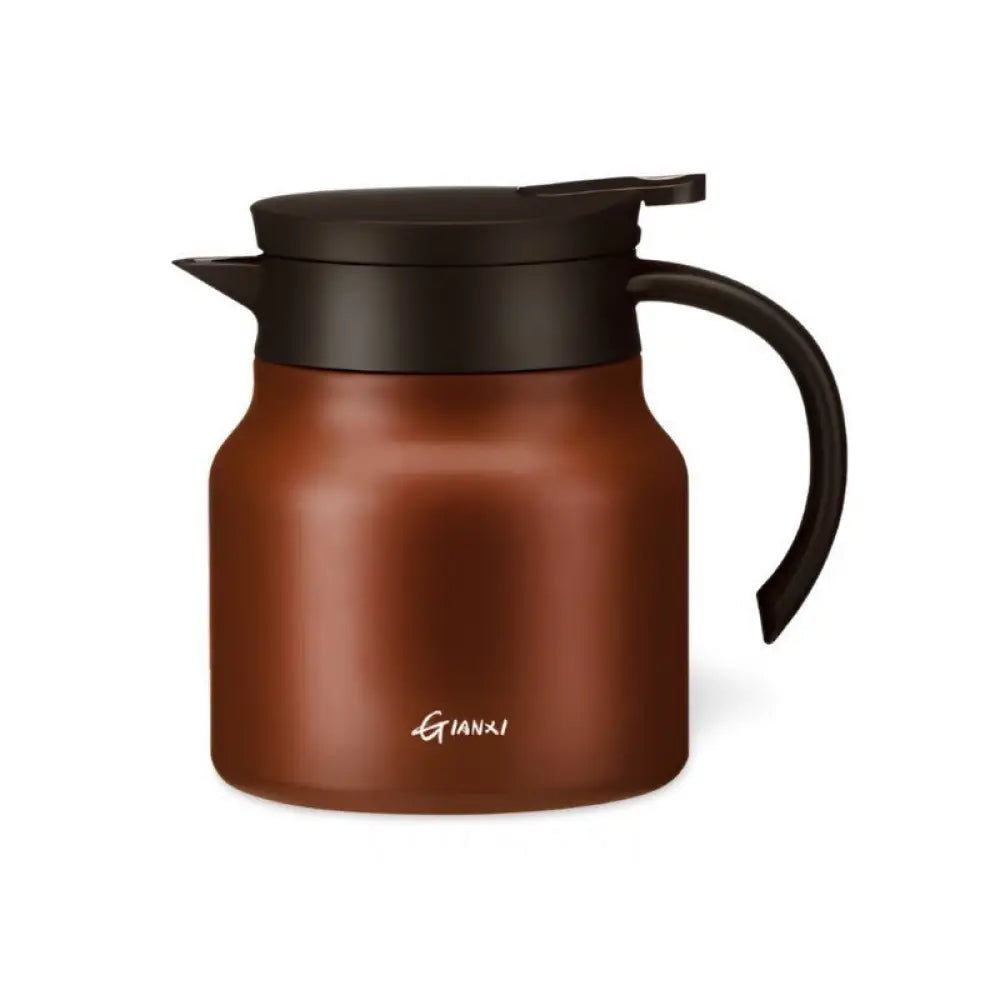 Insulated Teapot with Built-In Infuser Loose Leaf Tea & Coffee Pot Ceramic Lined Stainless Steel 2 Colors 800ml - Brown