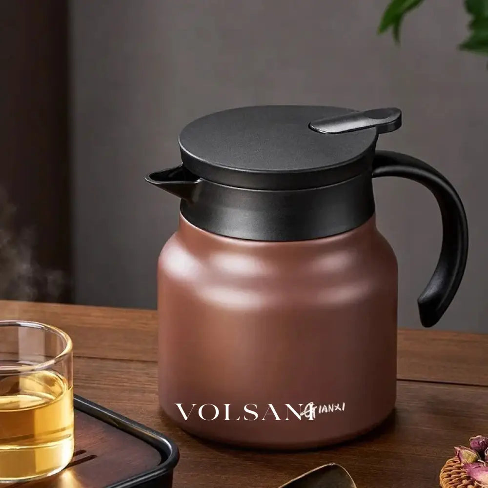 Insulated Teapot with Built-In Infuser Loose Leaf Tea & Coffee Pot Ceramic Lined Stainless Steel 2 Colors 800ml